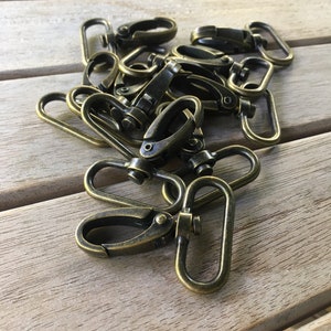 Metal Snap Hooks Package, Swivel Hook, Haberbashery snap 30mm, 50, 100 pcs Package, Antique Brass, zdjęcie 1