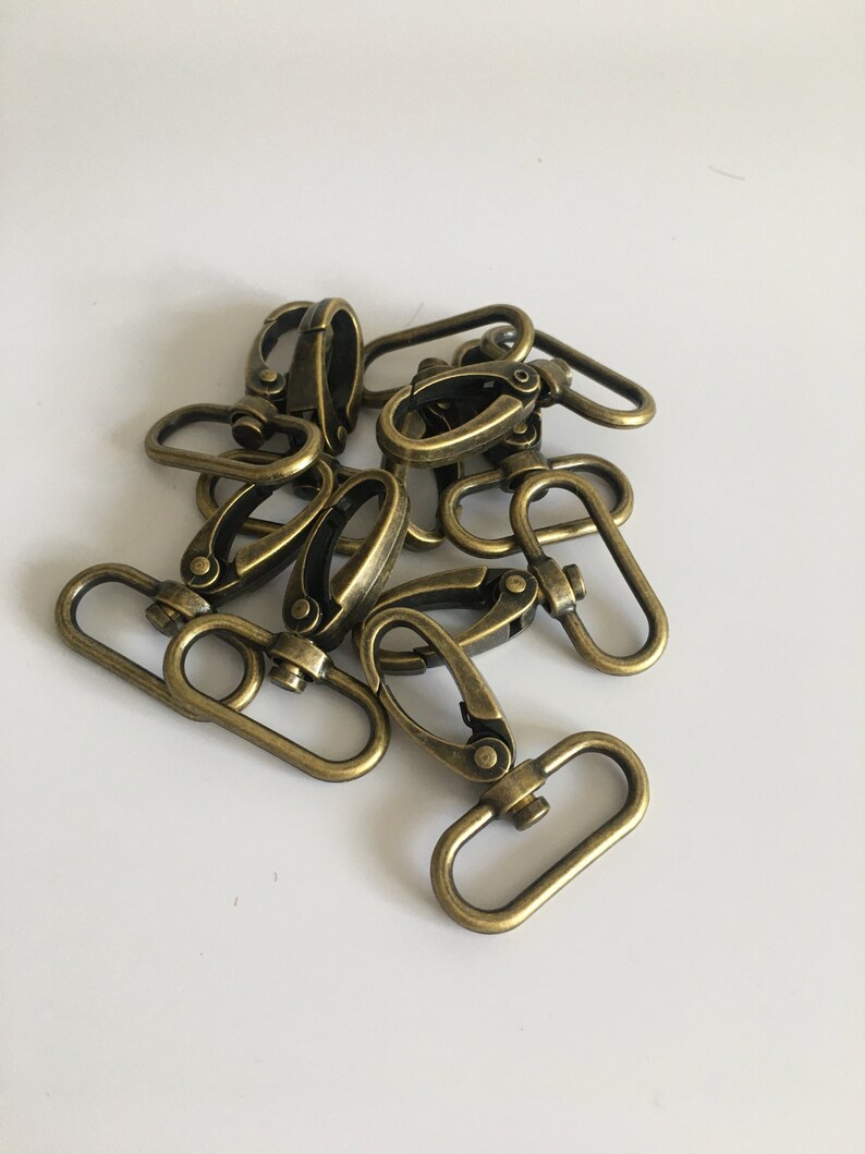 Metal Snap Hooks Package, Swivel Hook, Haberbashery snap 30mm, 50, 100 pcs Package, Antique Brass, zdjęcie 5