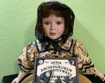 P&W  Scary Ouija Doll with Ouija Board Box Creepy Doll Gothic