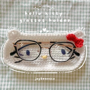 handmade crochet cute kitty glasses holder/tray for desk accessories/gift for someone