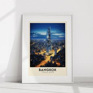 Bangkok Travel Poster: Retro Thailand City Print (Digital Download)