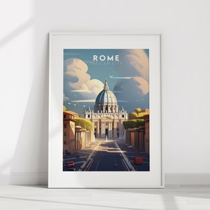 Rome Travel Poster, Vatican City Art Print, Home Decor Wall Art, Iconic Landmark Travel Poster, Printable Digital Download Gift