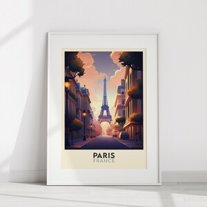 Paris Eiffel Tower Retro Travel Poster: France Illustration (Digital Download)