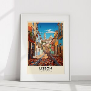 Lisbon Travel Poster | Portugal Europe Print | Travel Wall Art | Retro Colorful City Art Travel Gift | Digital Download Printable Wall Decor