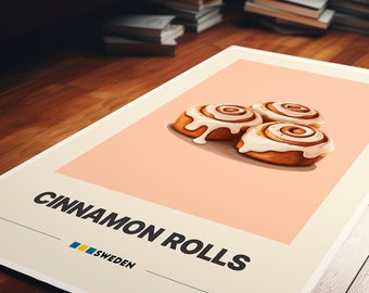 Cinnamon Rolls Poster | Swedish Dessert | Minimalist Cafe Decor