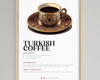 Impression de café turc | oeuvre d'art vintage de style ottoman | Décoration de cuisine traditionnelle | Téléchargement numérique
