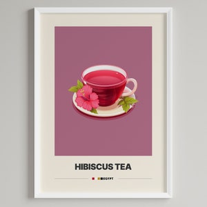 Hibiscus Tea Poster |  Egyptian Tea | Minimalist Cafe Decor | Printable Digital Download