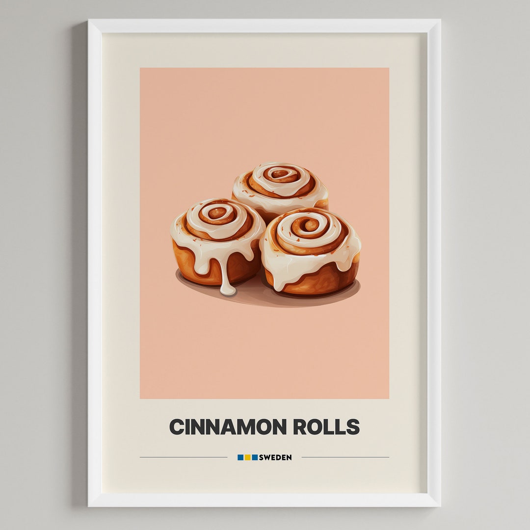 Cinnamon　即購入大歓迎！ページ Cinnamon Rolls Poster | Swedish Dessert | Minimalist Cafe Decor