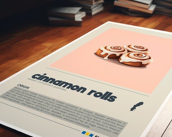 Cinnamon Rolls Poster: Minimalist Swedish Dessert Print (digital