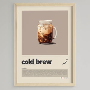 Pôster Cold Brew: Arte minimalista japonesa com café (download digital)
