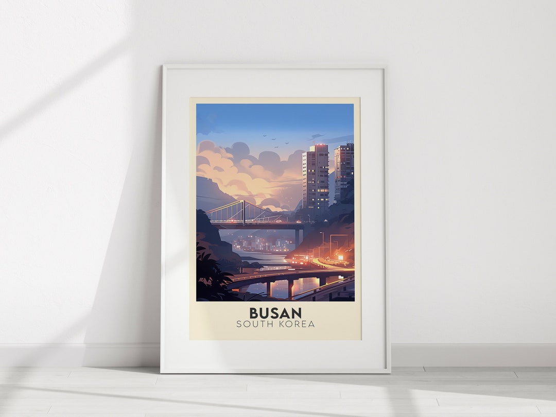 Busan Travel Poster: Retro South Korea City Print (digital Download) - Etsy