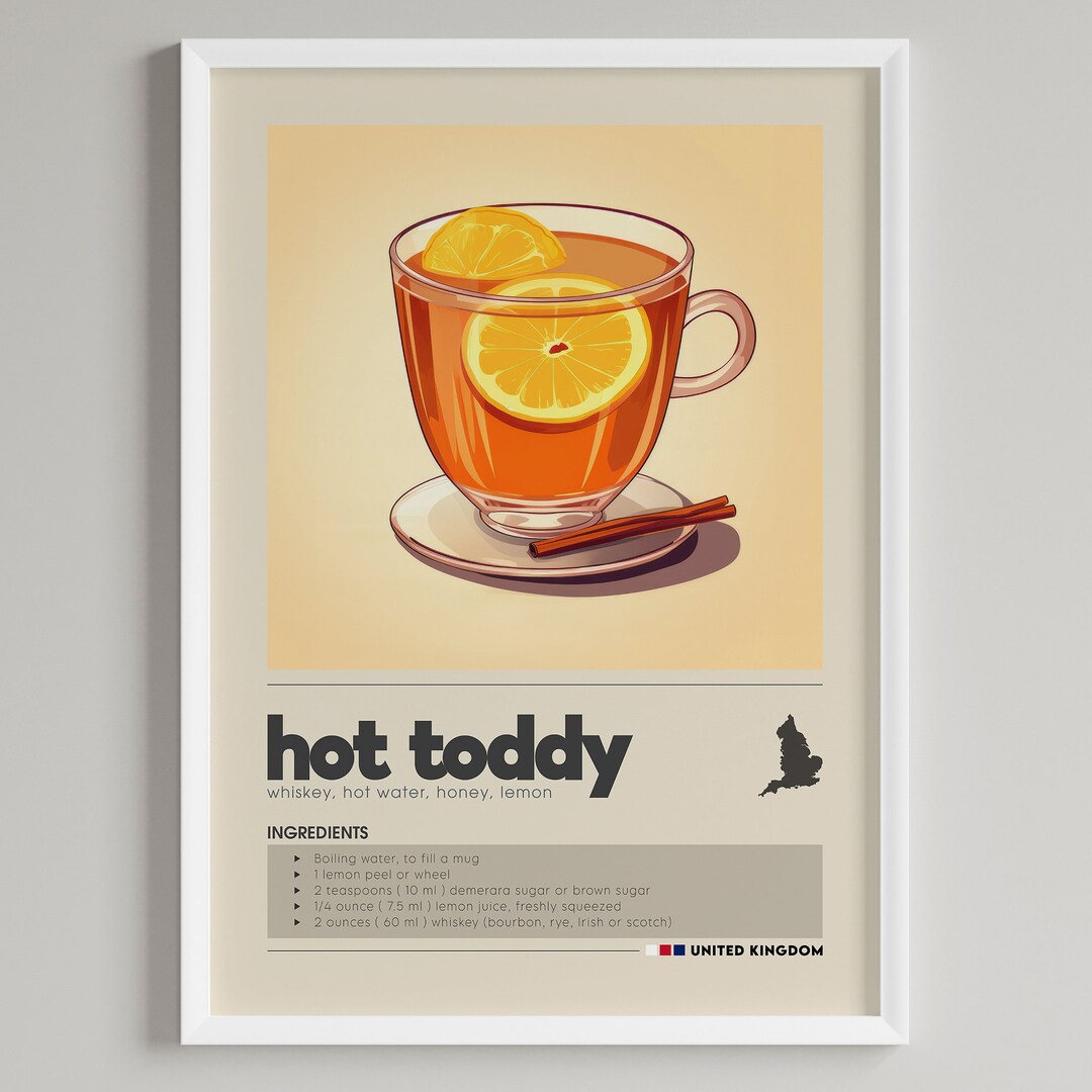 Hot Toddy Cocktail Print | Bar Cart Decor | Minimalist Classic Drink ...