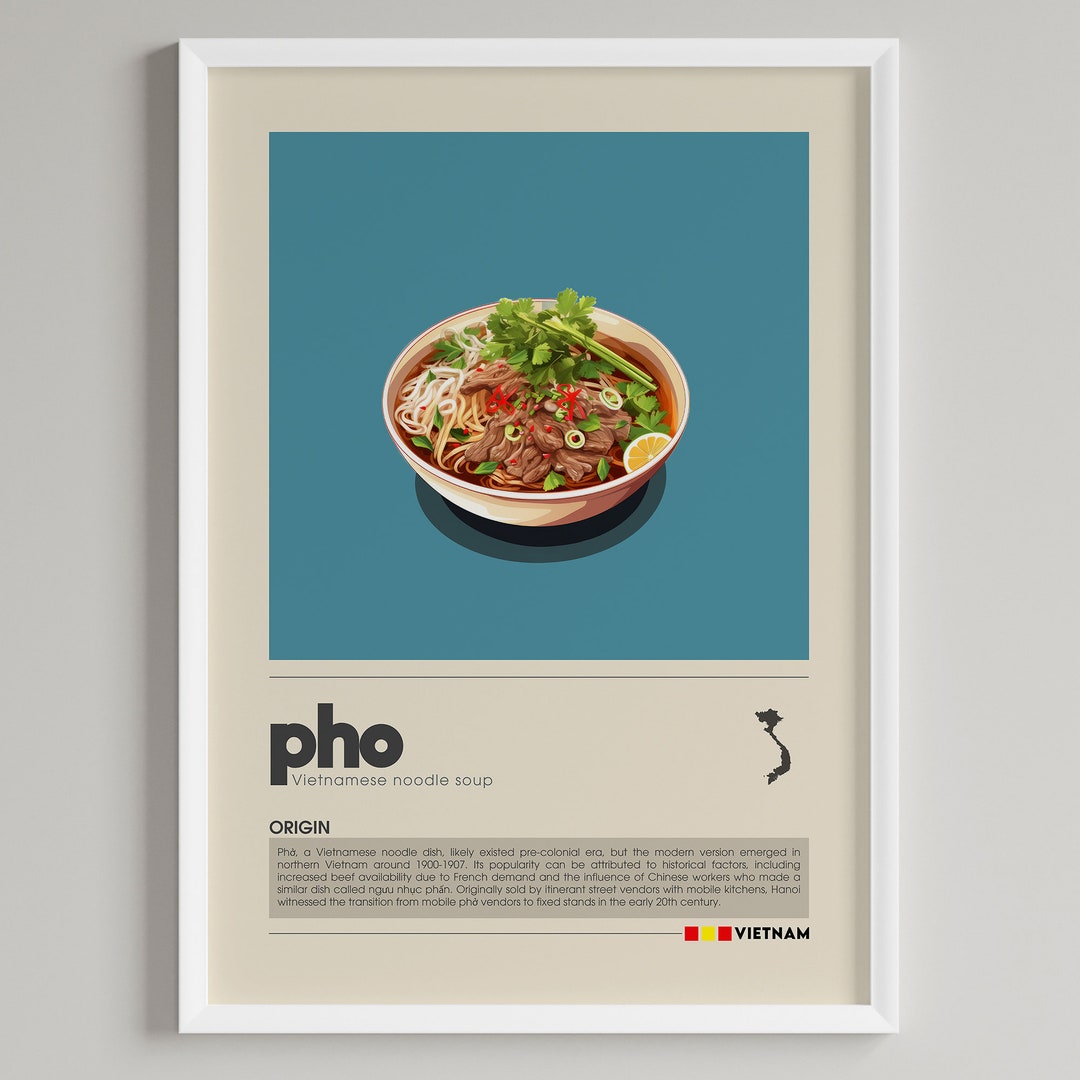 Pho Poster, Minimalist Vietnamese Food Art, Cafe Decor Wall Art