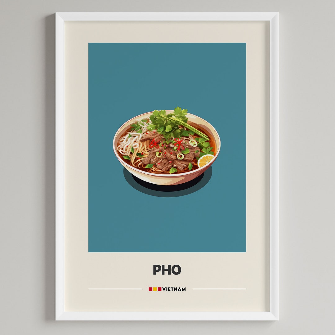 Pho Poster Vietnamese Food Minimalist Cafe Art Deco Printable Digital