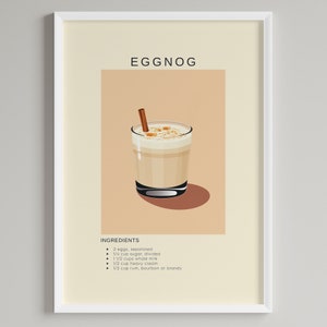 Eggnog Cocktail Poster | Minimalist Bar Cart Decor | Printable Digital Download