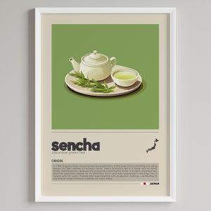 Sencha-theeposter: minimalistische Japanse drankkunst (digitale download)