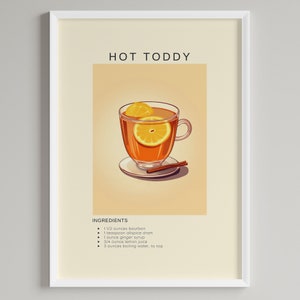 Hot Toddy Cocktail Print | Bar Cart Wall Decor | Alcohol Poster | Minimalist Wall Art | British Drink Digital Download | Printable Gift