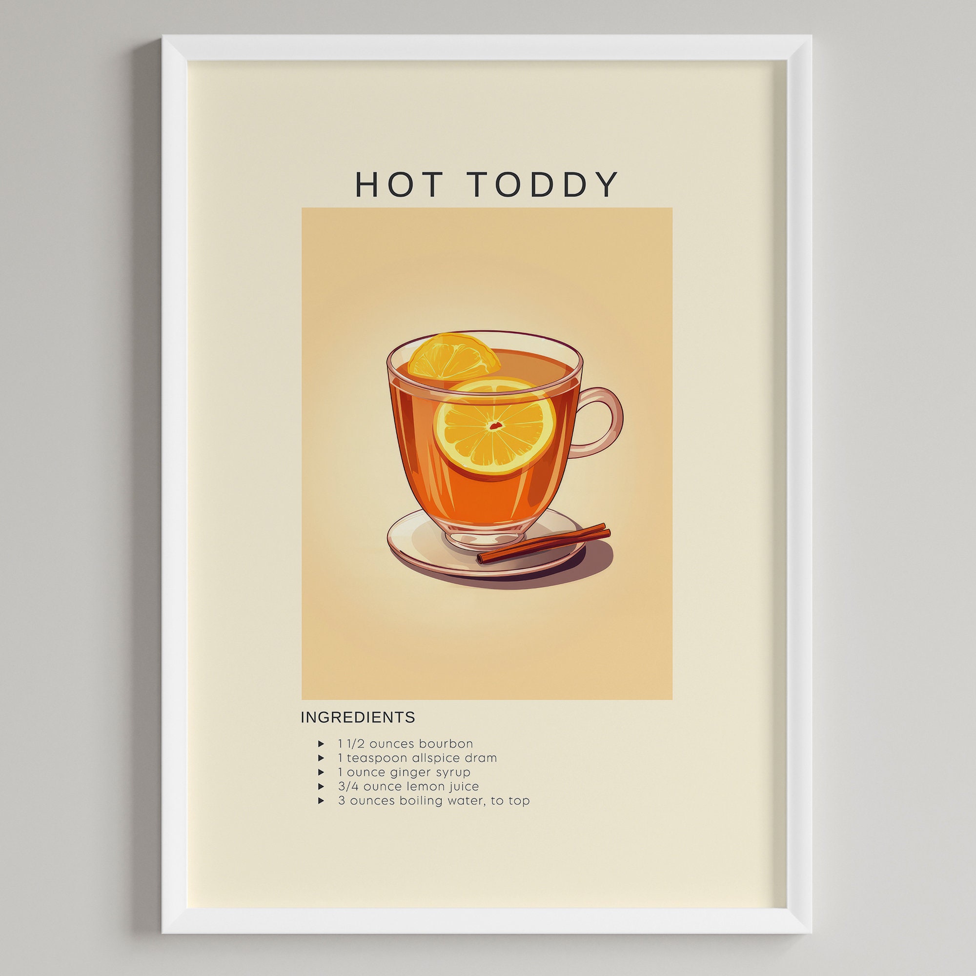 Hot Toddy Cocktail Print Bar Cart Wall Decor Alcohol Poster Minimalist ...