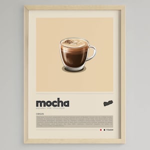 Póster de moca / Café yemení / Decoración minimalista de cafetería / Descarga digital imprimible