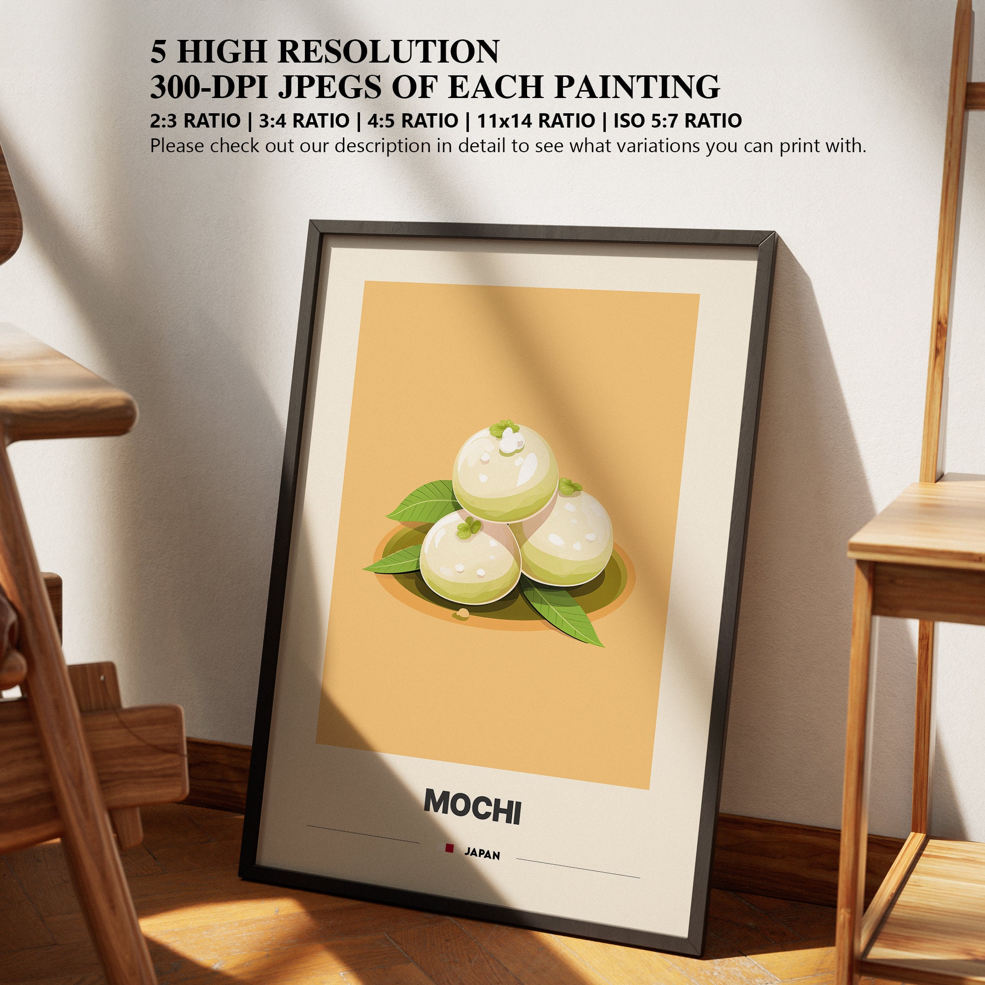 Mochi Poster | Japanese Dessert | Minimalist Cafe Decor