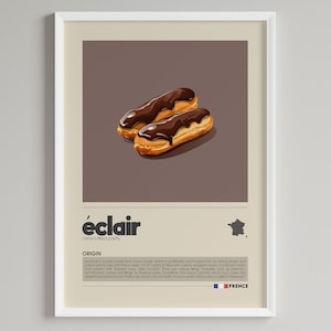 Eclair Poster | Minimalistisches französisches Dessert Art Deco | Küche, Cafe, Bäckerei Wand Dekor | Digital Download DRUCKBARE Wand Kunst Print