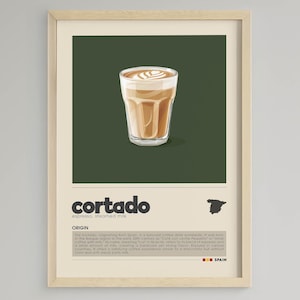 Cortado Poster | Spanish Coffee | Minimalist Cafe Decor | Printable Digital Download