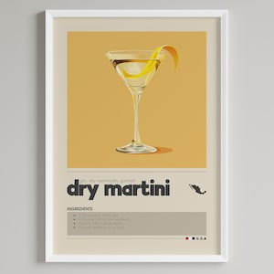 Dirty Martini Cocktail Print | Minimalist Bar Cart Decor | Classic Drink Poster | Printable Digital Download
