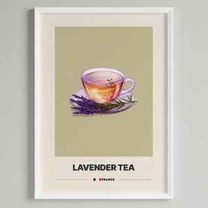 Lavender Tea Poster |  French Tea | Minimalist Cafe Decor | Printable Digital Download