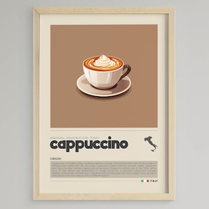 Minimalistischer Cappuccino Kunstdruck: Italienische Kaffee Illustration (Digitaler Download)