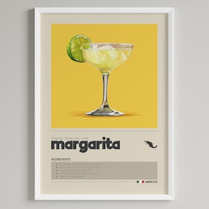 Margarita Cocktail Print | Minimalist Bar Cart Decor | Classic Drink Poster | Printable Digital Download