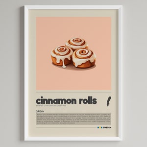 Cinnamon Rolls Poster: Minimalist Swedish Dessert Print (Digital Download)