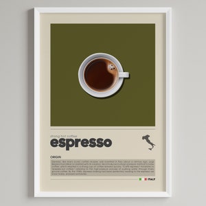 Espresso Poster | Minimalist Italian Coffee Art | Caffe Illustration | Cafe Wall art | Kitchen Decor | Digital Download PRINTABLE Art