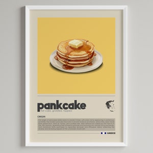 Poster Pfannkuchen | Griechisches Dessert | Minimalistisches Küche Cafe Dekor | Druckbare digitale Datei