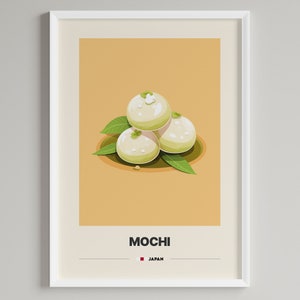 Mochi Poster | Japanisches Dessert | Minimalistisches Café-Dekor | Druckbarer digitaler Download