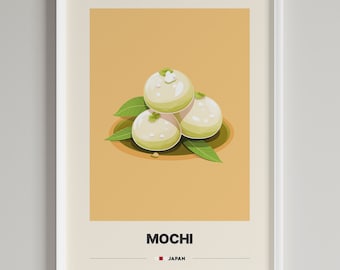 Mochi Poster | Japanese Dessert | Minimalist Cafe Decor