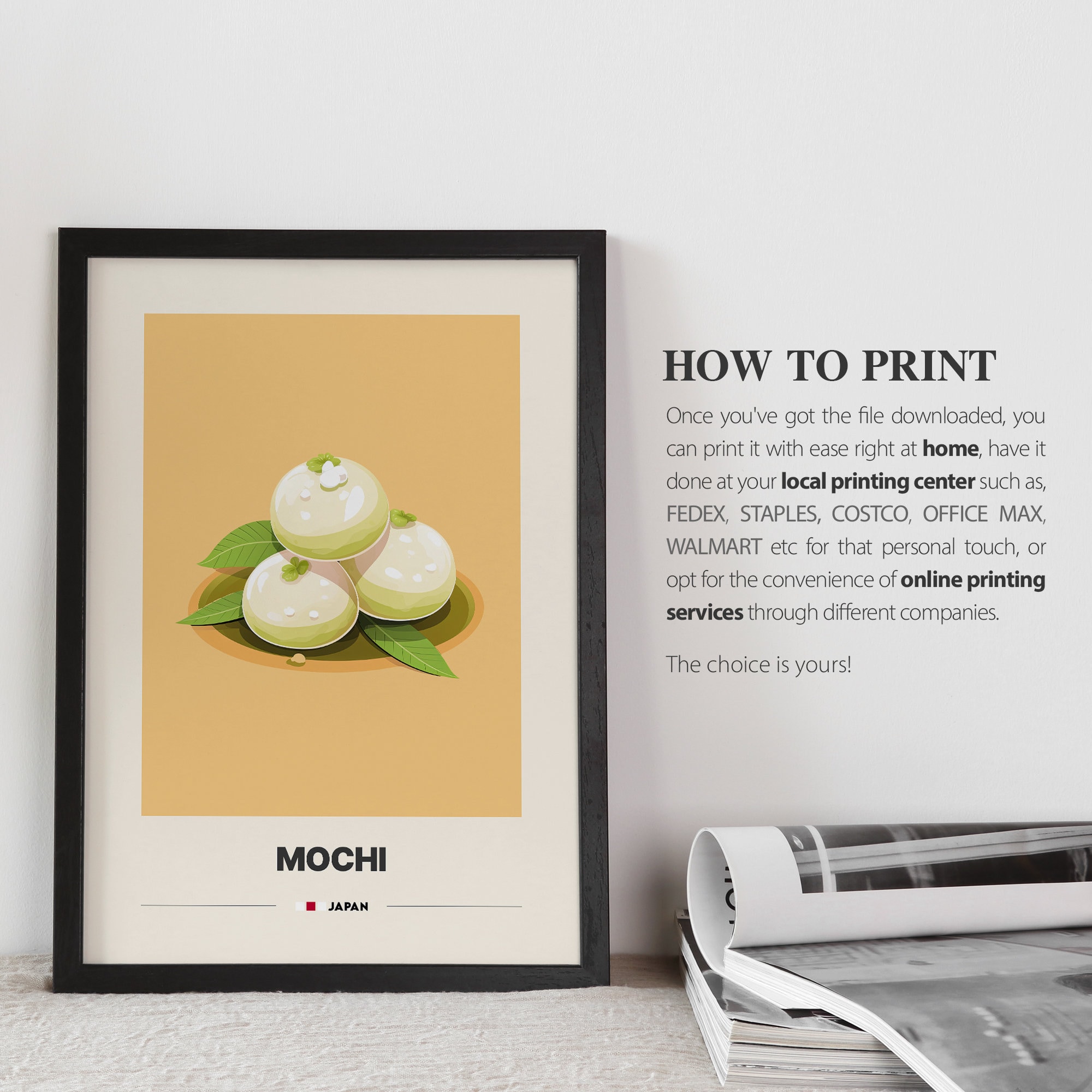 Mochi Poster | Japanese Dessert | Minimalist Cafe Decor