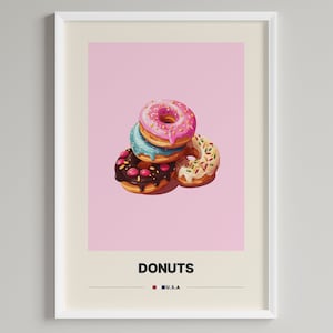 Donuts Poster | Amerikanischer Nachtisch | Minimalistisches Cafe Dekor | Druckbare digitale Datei