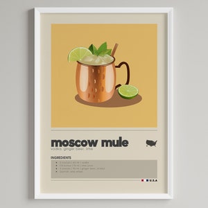 Moscow Mule Cocktail Poster | Minimalist Bar Cart Decor | Vodka Lover | Printable Digital Download