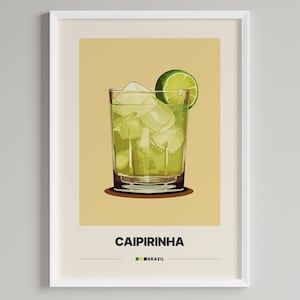 Póster de cóctel de caipiriña / Decoración minimalista para carrito de bar / Descarga digital imprimible
