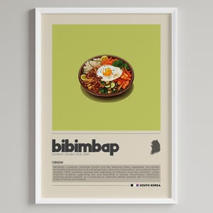 Bibimbap Poster | Minimalistische koreanische Kunst | Küche & Cafe Wanddekor | Digitaler Download DRUCKBARE Wand Kunst Druck | Feinschmecker-Geschenk