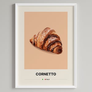 Póster de Cornetto / Postre italiano / Decoración minimalista de cafetería / Descarga digital imprimible