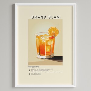 Grand Slam Cocktail Poster | Minimalist Bar Cart Decor | Rum Lover | Printable Digital Download