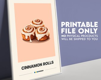 Cinnamon Rolls Poster | Swedish Dessert | Minimalist Cafe Decor