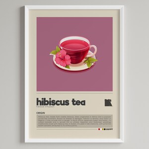 Hibiscus Tea Poster: Minimalist Egyptian Drink Art (Digital Download)