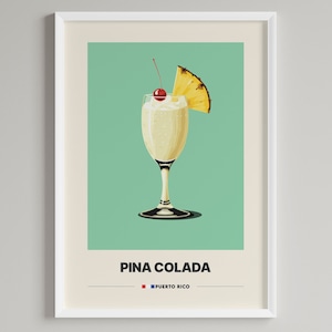 Pina Colada Cocktail Poster |  Minimalist Bar Cart Decor | Printable Digital Download