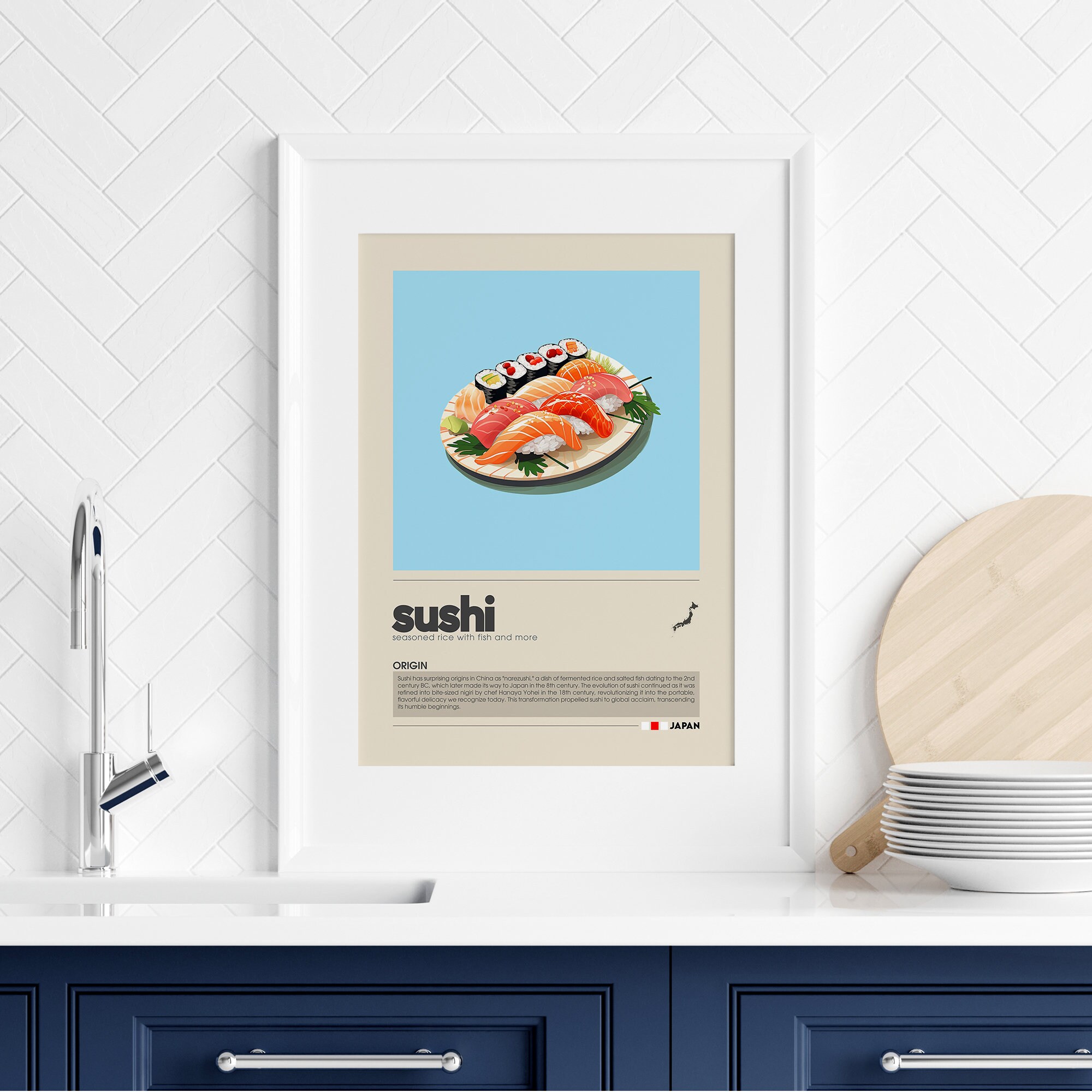 Sushi Poster Minimalist Japanese Food Art Cafe Decor Wall - Etsy
