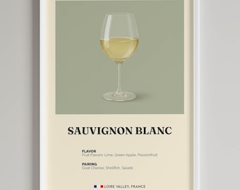 Sauvignon Blanc Print | Minimalist Kitchen Art | Wine Lover Gift