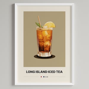 Long Island Iced Tea Cocktail Poster |  Minimalist Bar Cart Decor | Printable Digital Download
