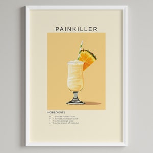 Painkiller Cocktail Art Print | Bar Cart Wall Decor | Printable Alcohol Wall Art | Digital Download | Cocktail Rum Lovers Gift