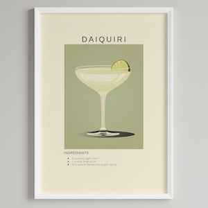 Klassisches Daiquiri Cocktail Poster | Minimalist Barwagen Dekor | Druckbare digitale Datei